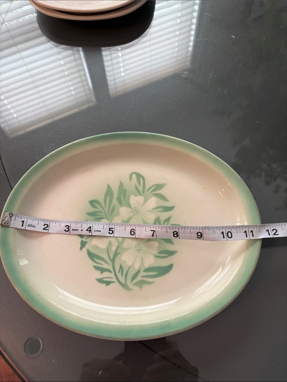 Syracuse China USA 89 Green Floral Ceramic Serving platter - Classic Home Dining - Picture 4 of 5